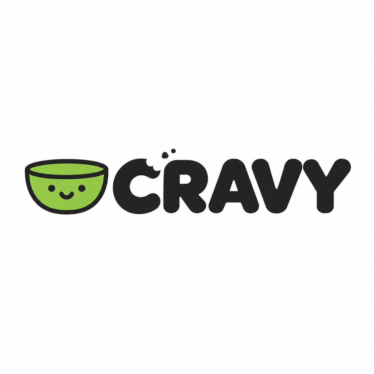 CRAVY logosu: yeşil gülümseyen kase ve CRAVY yazısı
